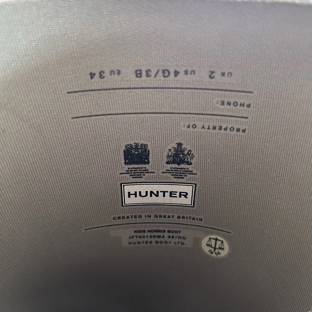 Unisex Kids Hunter Norris Boots -Fits‎ girl size: 4 and boy size: 3